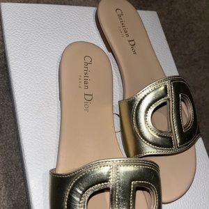 Gold Dior Slides